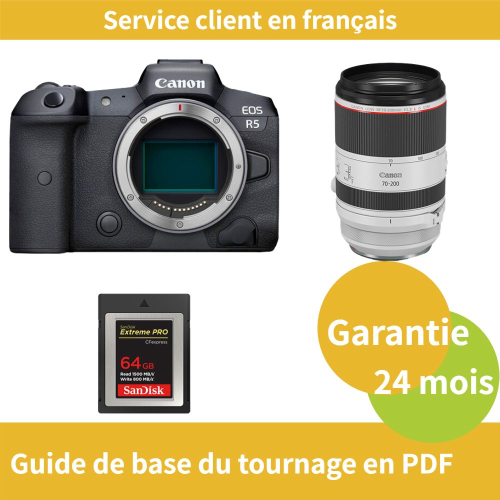 Canon EOS R5 Caméra+CANON Objectif RF 70 200mm f2.8 IS USM+SanDisk Extreme SD card PRO CFexpress Type B - vue 4