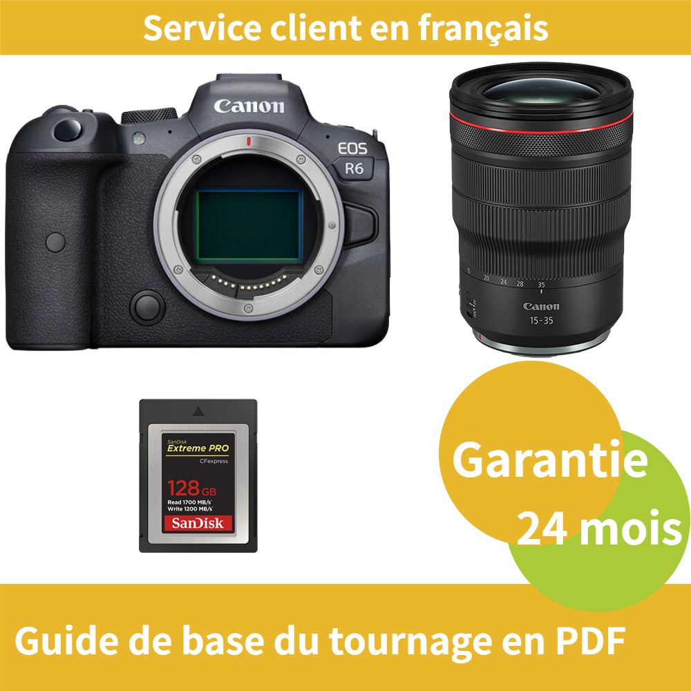 Canon EOS R6 Camera+Canon Objectif RF 15 35MM F2.8 IS USM+SanDisk Extreme SD card PRO CFexpress Type B