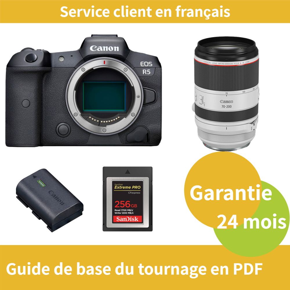 Canon EOS R5 Caméra+CANON Objectif RF 70 200mm f2.8 IS USM+Canon batterie LP E6NH Officielle+SanDisk Extreme SD card PRO CFexpress Type B - vue 2