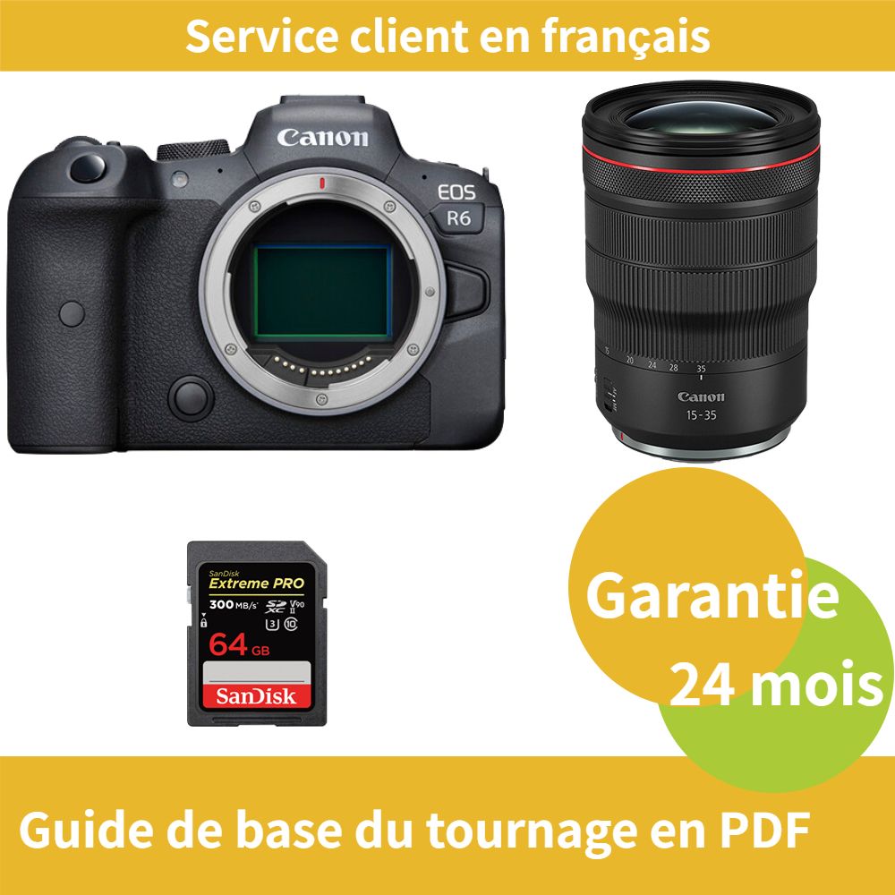 Canon EOS R6 Camera+Canon Objectif RF 15 35MM F2.8 IS USM+SanDisk Extreme PRO carte SDXC UHS II