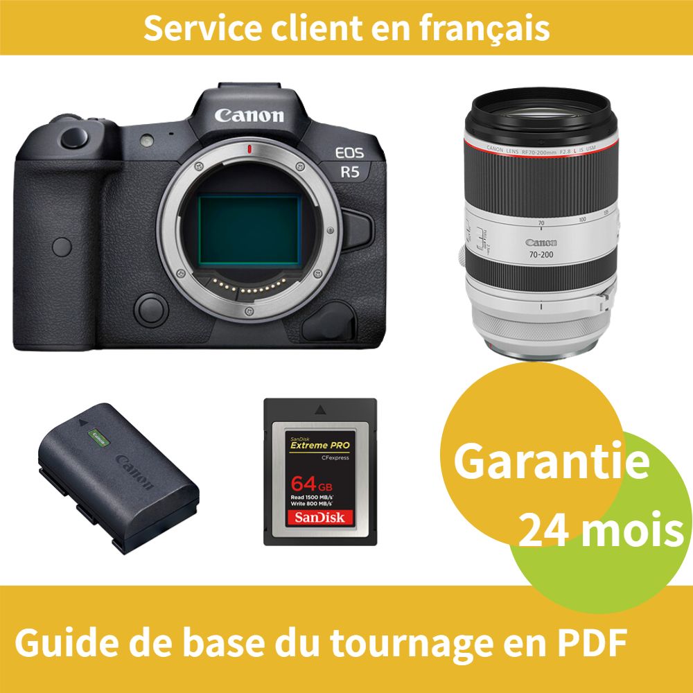 Canon EOS R5 Caméra+CANON Objectif RF 70 200mm f2.8 IS USM+Canon batterie LP E6NH Officielle+SanDisk Extreme SD card PRO CFexpress Type B - vue 3