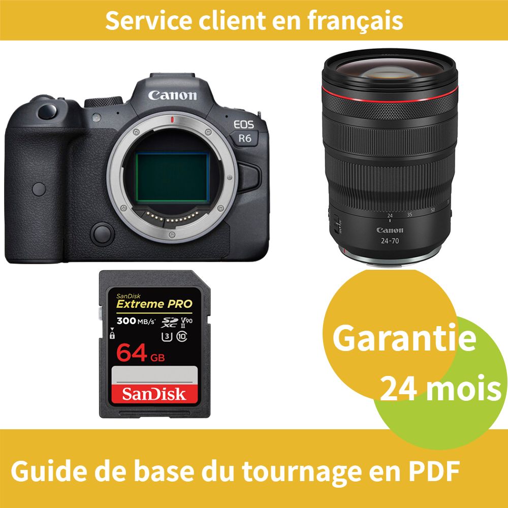 Canon EOS R6 Camera+Canon Objectif RF24 70MM F2.8 IS USM+SanDisk Extreme PRO carte SDXC UHS II - vue 3