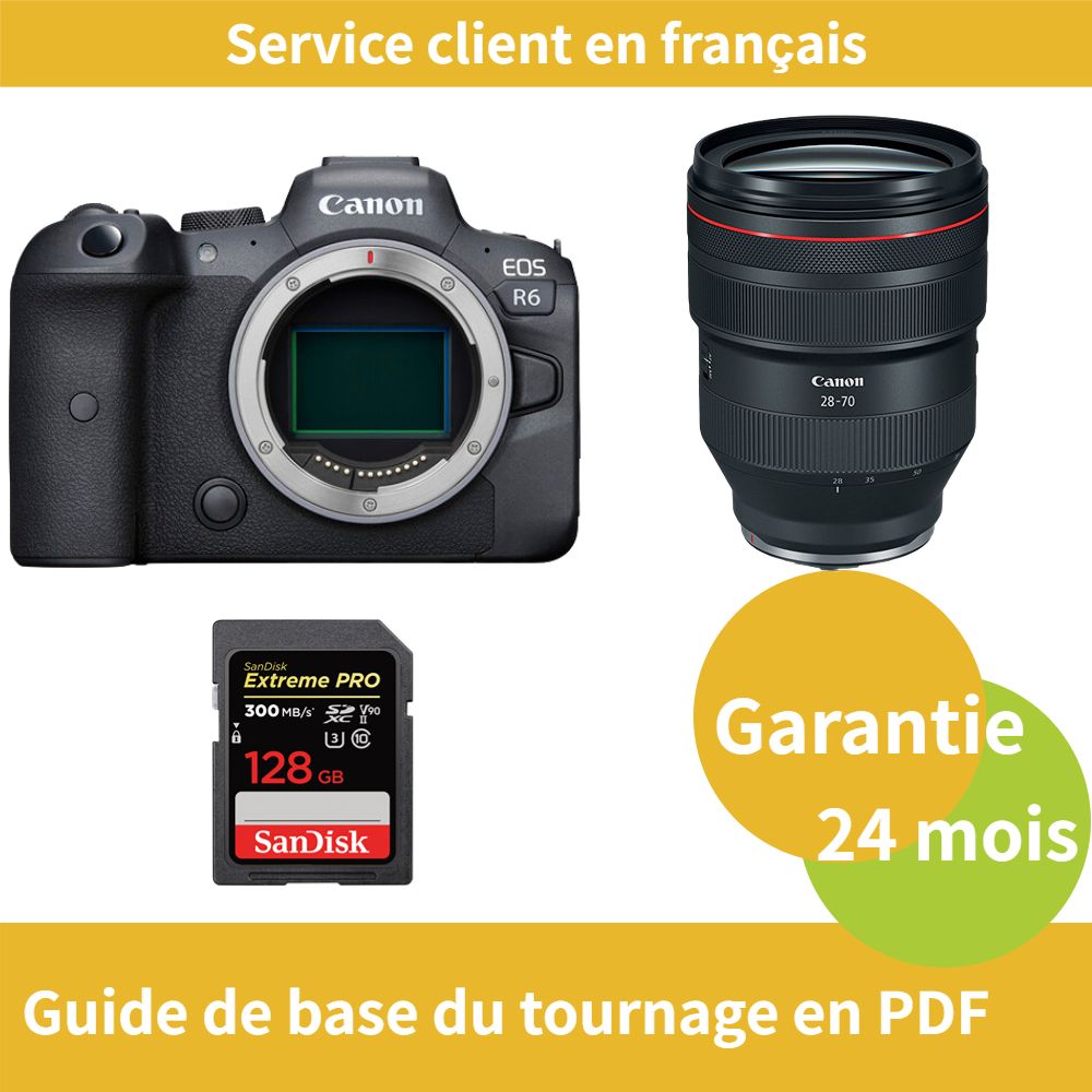 Canon EOS R6 Camera+Canon Objectif RF 28 70mm f2 USM+SanDisk Extreme PRO carte SDXC UHS II