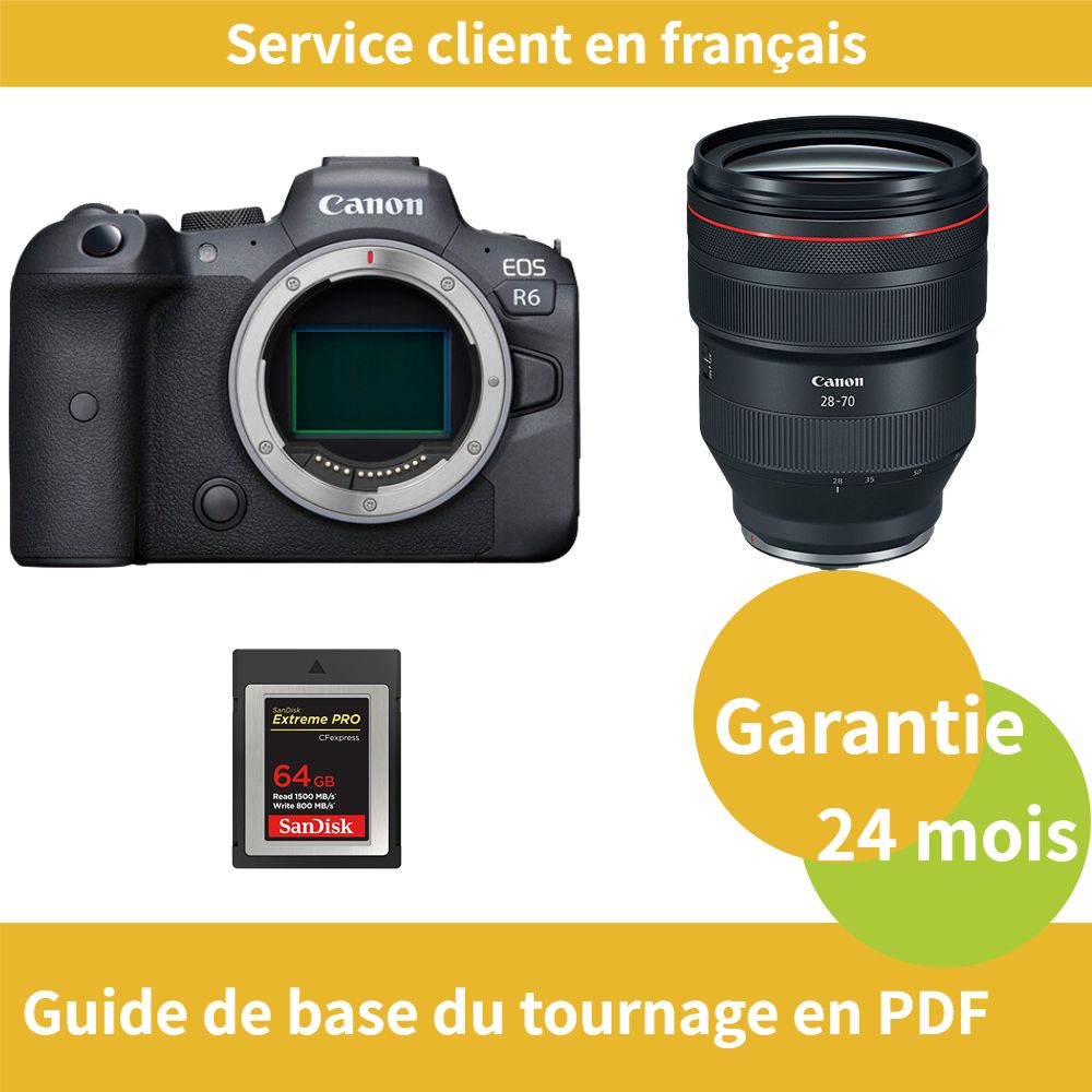 Canon EOS R6 Camera+Canon Objectif RF 28 70mm f2 USM+SanDisk Extreme SD card PRO CFexpress Type B
