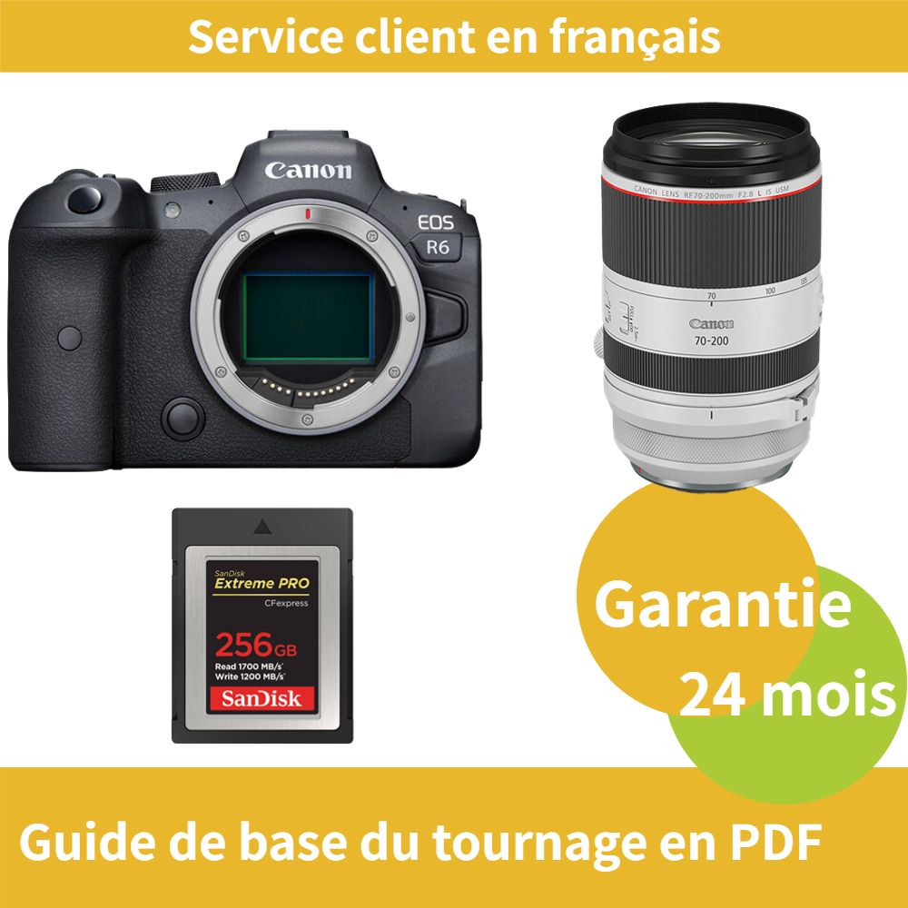 Canon EOS R6 Camera+Canon Objectif RF 70 200mm f2.8 IS USM+SanDisk Extreme SD card PRO CFexpress Type B - vue 3