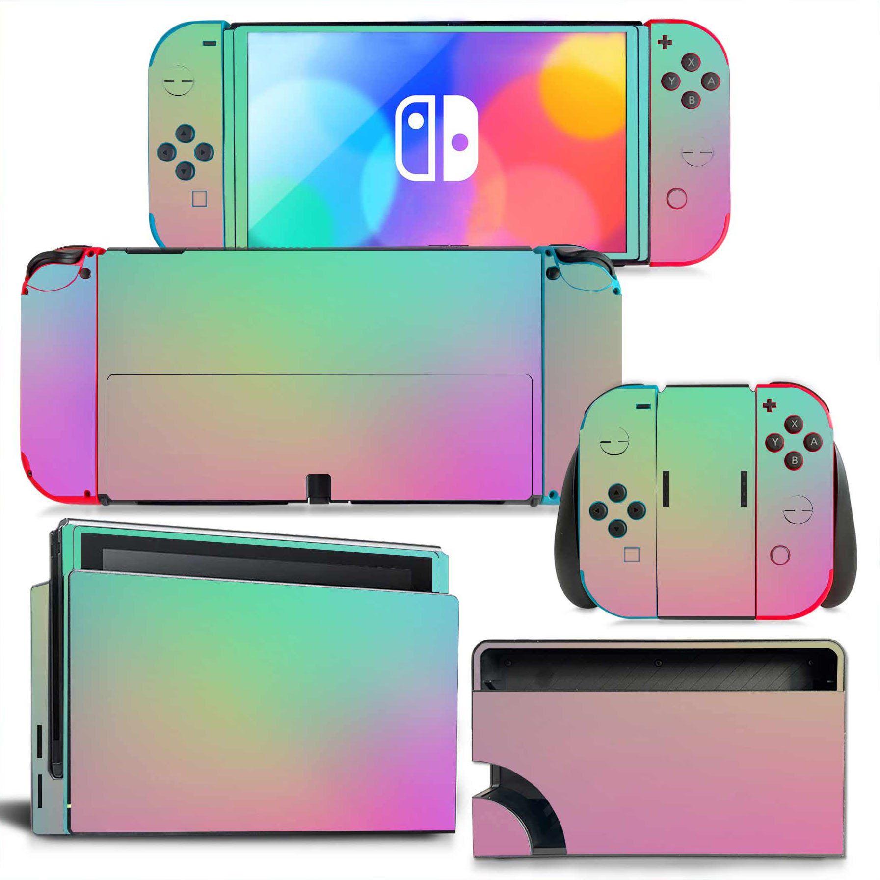 Kit De Autocollants Skin Decal Pour Switch Oled Ns Console De Jeu Oled Protection Gradient, T1466