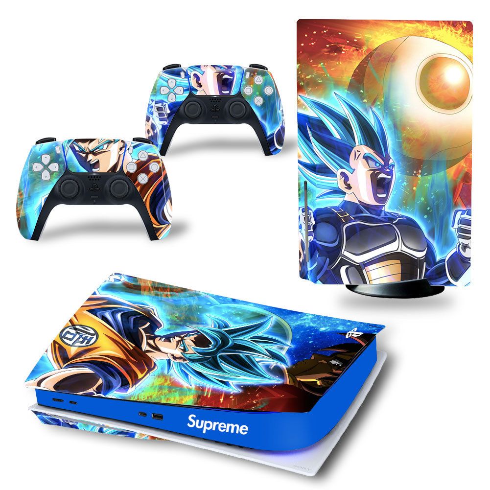 Kit De Autocollants Skin Decal Pour Console De Jeu Ps5 Corps Entier Anti-Rayures Dragon Ball Dragon, Version Cd-Rom T1408