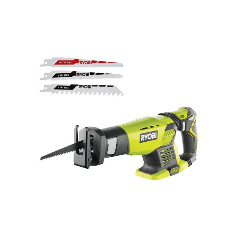 Pack RYOBI Scie sabre RRS1801M 18V One+ sans batterie ni chargeur Lot de 3 lames RAK3RBWM spéciales scie sabre - vue 2