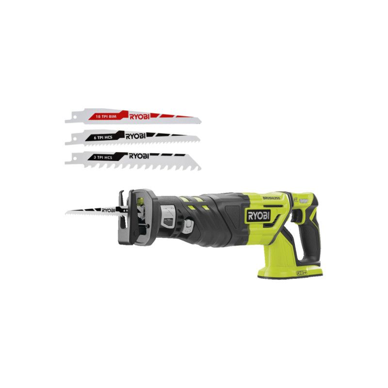 Pack RYOBI Scie sabre Brushless R18RS7 0 18V One+ sans batterie ni chargeur Lot de 3 lames RAK3RBWM spéciales scie - vue 2