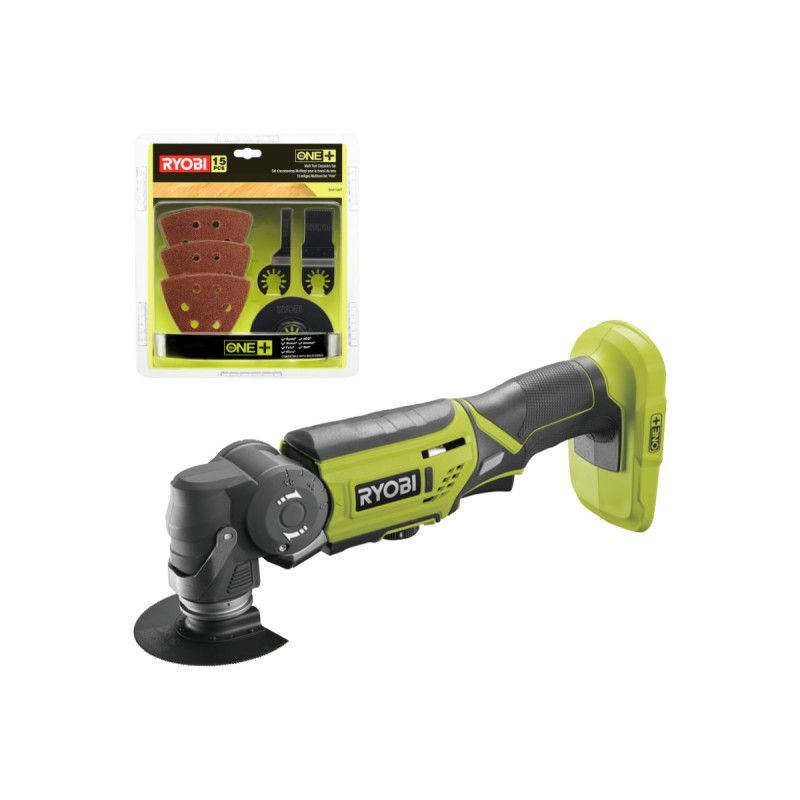 Pack RYOBI Multitool R18MT 0 18V One+ sans batterie ni chargeur Kit spécial bois 15 pièces RAK15MT