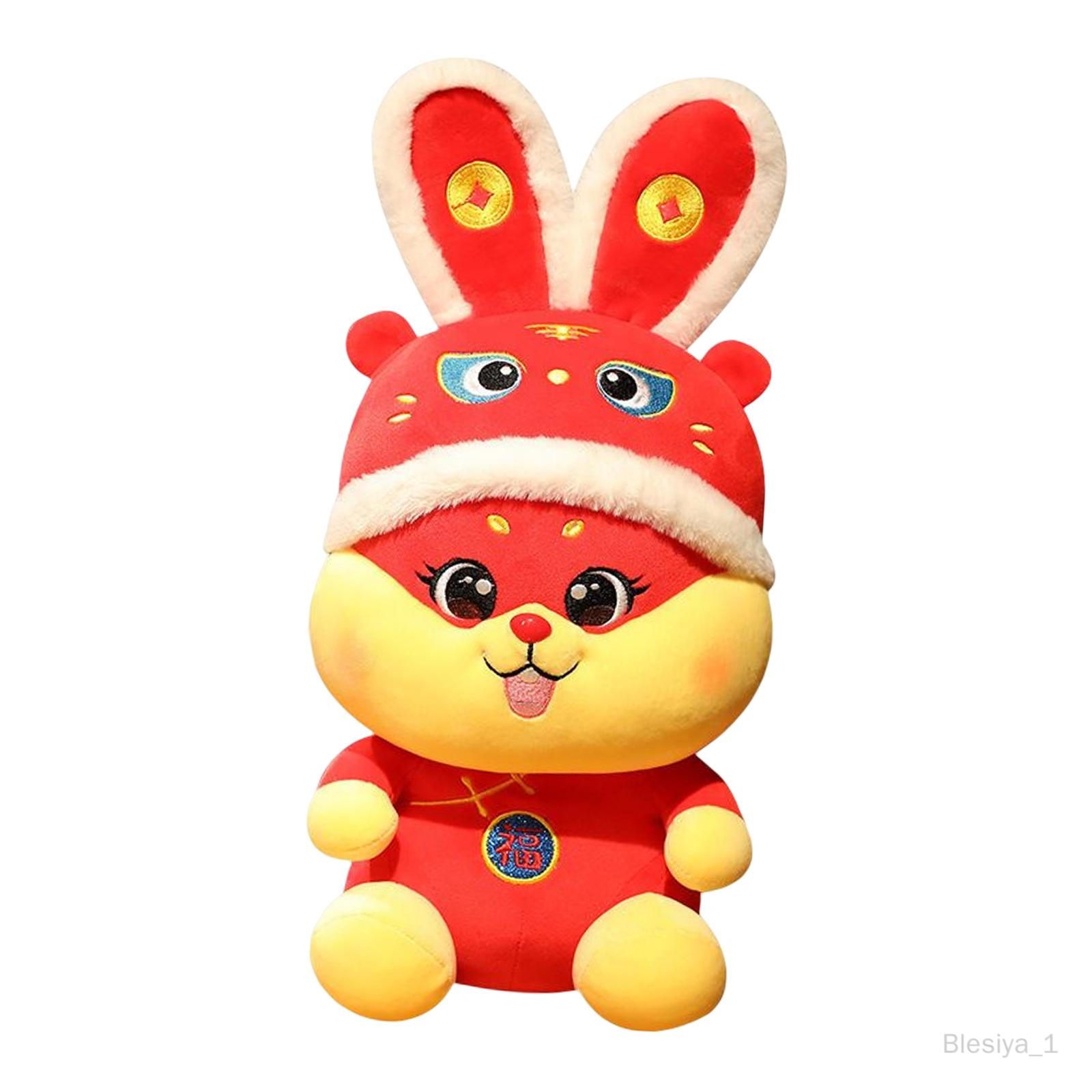 - Blesiya Nouvel An Chinois Lapin En Peluche Poupée Dessin Animé Lapin Animaux En Peluche Pour Le Nouvel An Chambre Maison Ornements Cadeau Grand