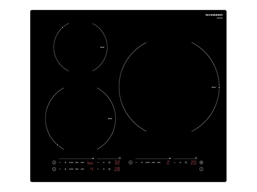 Table de cuisson induction SCHNEIDER SCTI6030AD TU 3 foyers Touches sensitives - vue 2