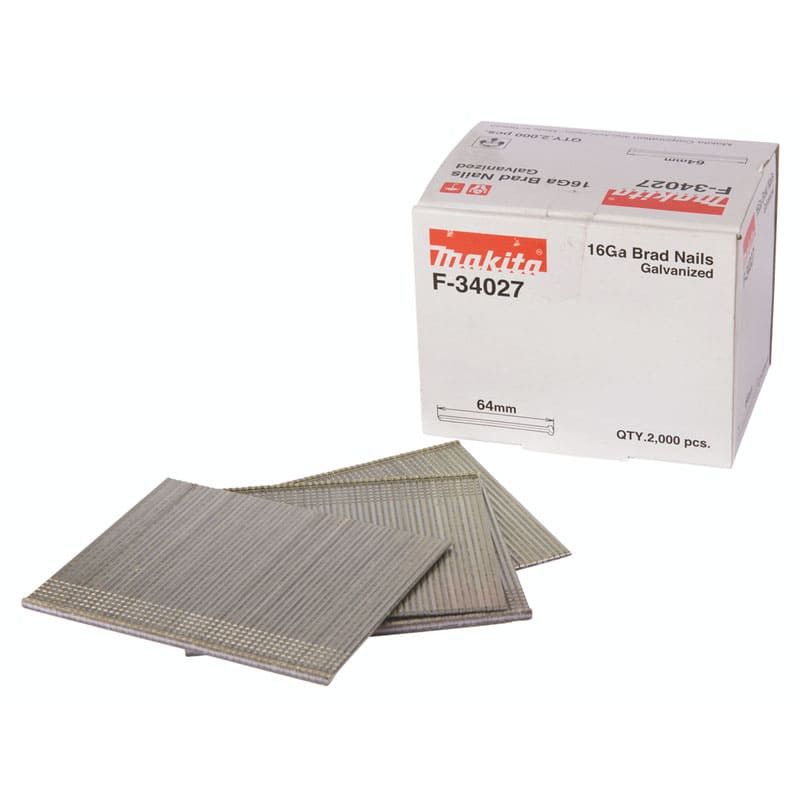 Clous Brads en T 16 Ga galvanisés long 64mm 2000 pcs MAKITA F 34027