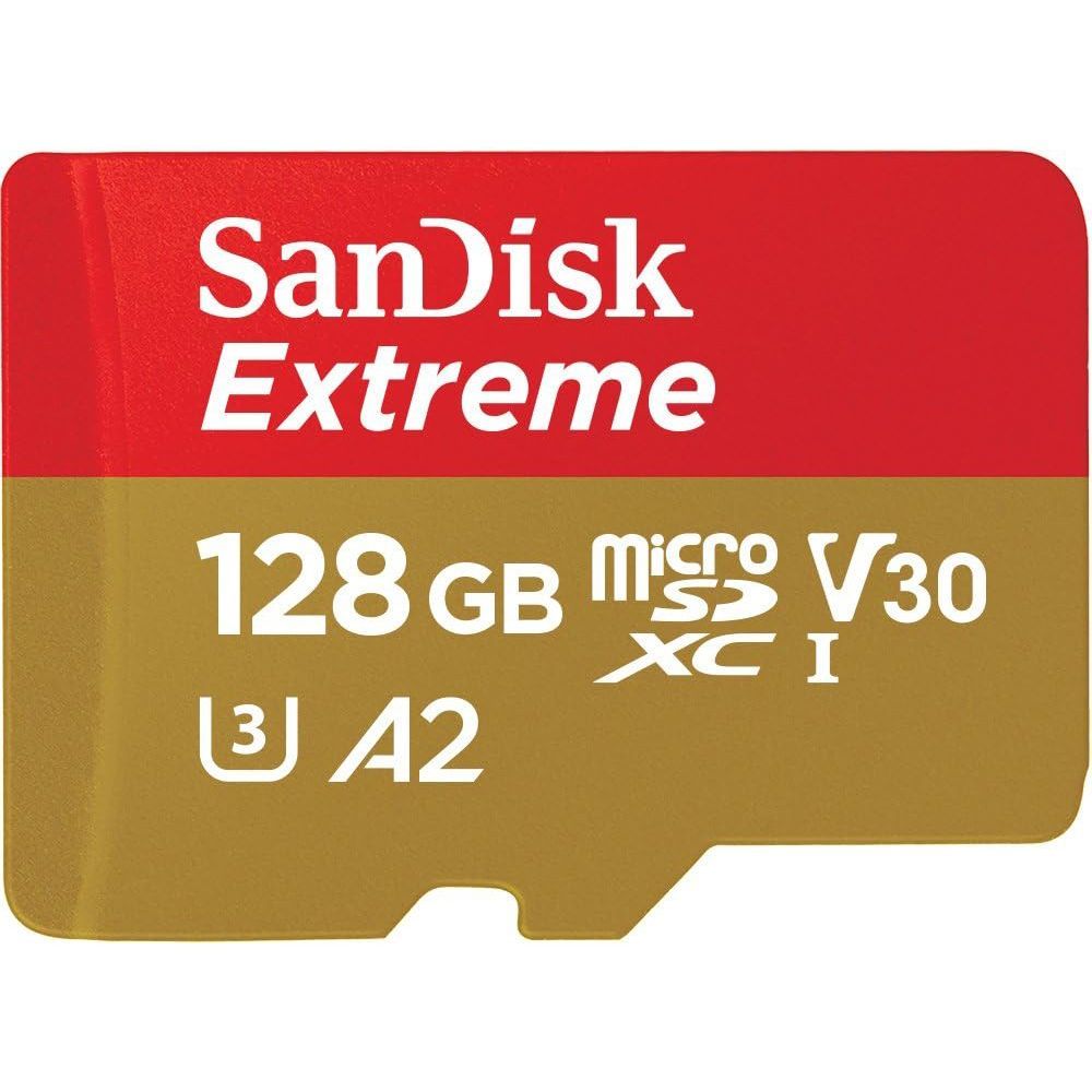 SanDisk Extreme 128 Go Carte Mémoire MicroSDXC + Adaptateur SD - Classe 10, U3, V30