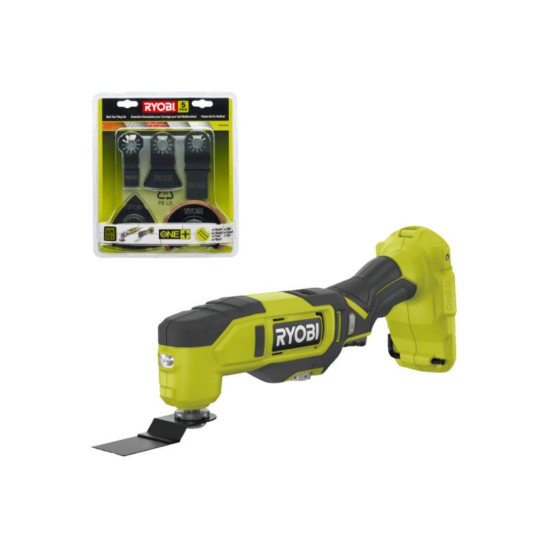 Pack RYOBI Multitool RMT18 0 18V One+ 11 accessoires Sans batterie ni chargeur Kit spécial carrelage 5 pièces RAK05MT