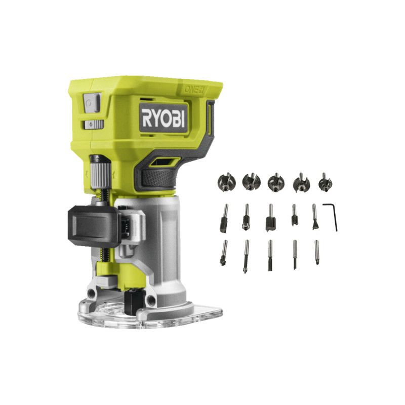 Pack RYOBI Affleureuse à bois RTR18 0 18V One+ Sans batterie ni chargeur Coffret 15 fraises panachées RAKRBS15 queue de d - vue 2