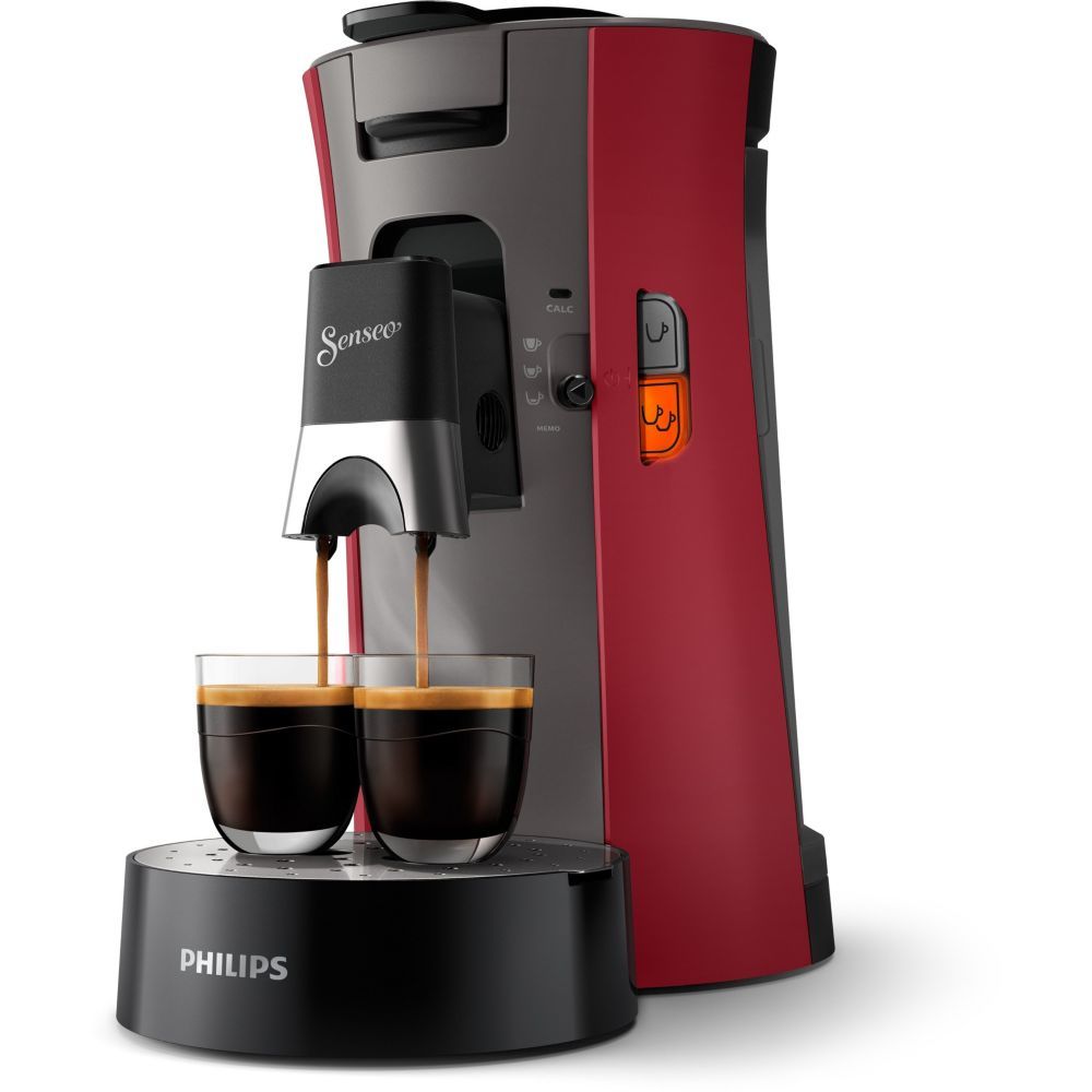 Philips Senseo Select CSA240 - Machine à café - 1 bar - rouge intense et gris cachemire