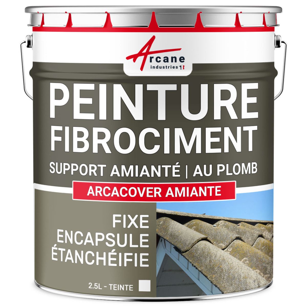 Peinture fibro ciment pour encapsulage support amiante / plomb : ARCACOVER AMIANTE Blanc 2.5 L