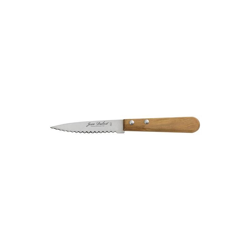Couteau à légumes lame dentée manche en bois d'olivier verni - vue 2
