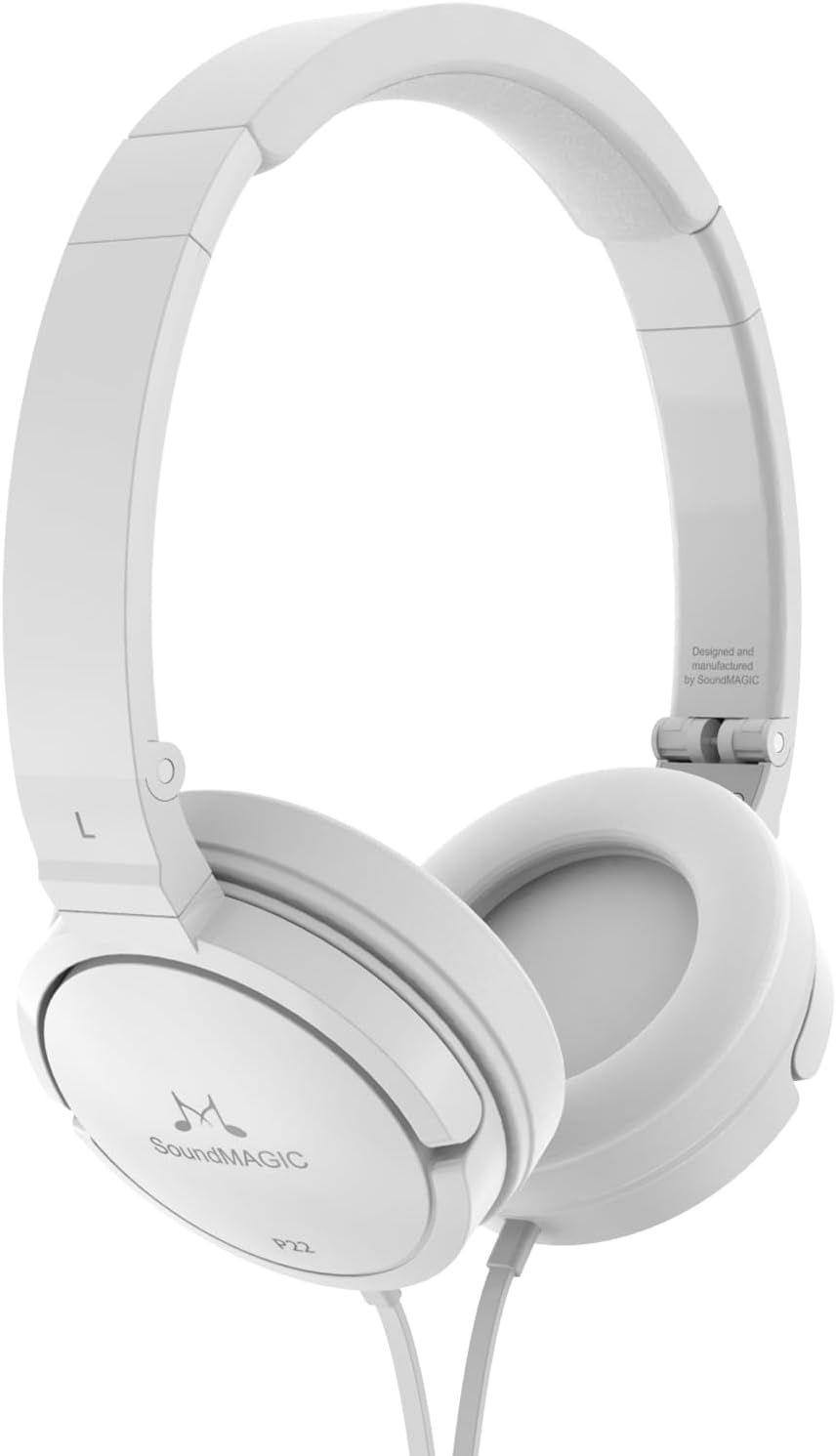 P22 On Ear Casque Filaire Hifi Isolation Sonore Stéréo Léger Casque Pliable Blanc