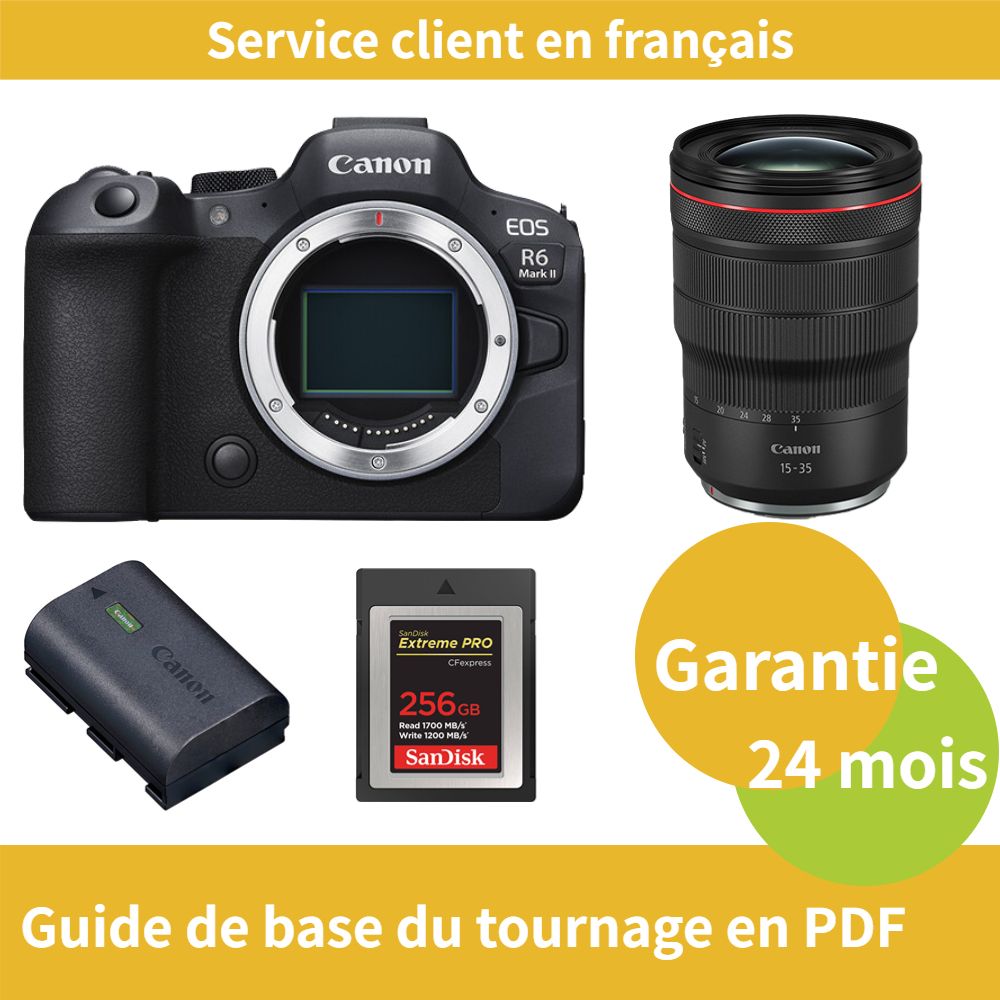 Canon EOS R6 Mark II caméra+Canon Objectif RF 15 35MM F2.8 IS USM+Canon batterie LP E6NH Officielle+SanDisk Extreme SD card PRO CFexpress Type B