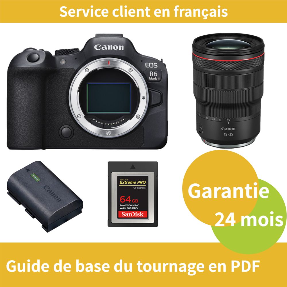 Canon EOS R6 Mark II caméra+Canon Objectif RF 15 35MM F2.8 IS USM+Canon batterie LP E6NH Officielle+SanDisk Extreme SD card PRO CFexpress Type B - vue 2