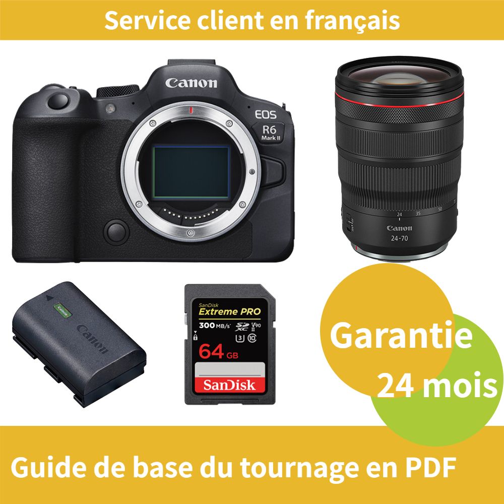 Canon EOS R6 Mark II caméra+Canon Objectif RF24 70MM F2.8 is USM+Canon batterie LP E6NH Officielle+SanDisk Extreme PRO carte SDXC UHS II - vue 2