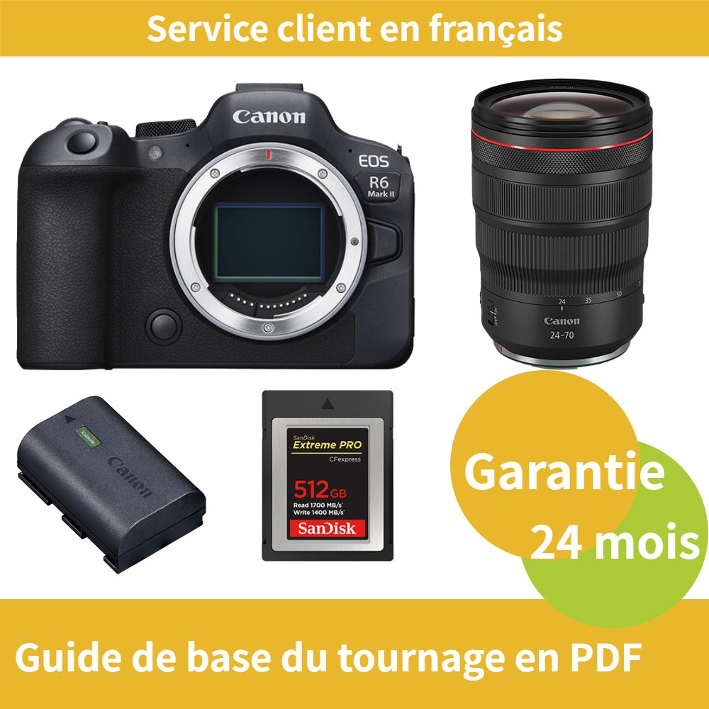 Canon EOS R6 Mark II caméra+Canon Objectif RF24 70MM F2.8 is USM+Canon batterie LP E6NH Officielle+SanDisk Extreme SD card PRO CFexpress Type B - vue 2