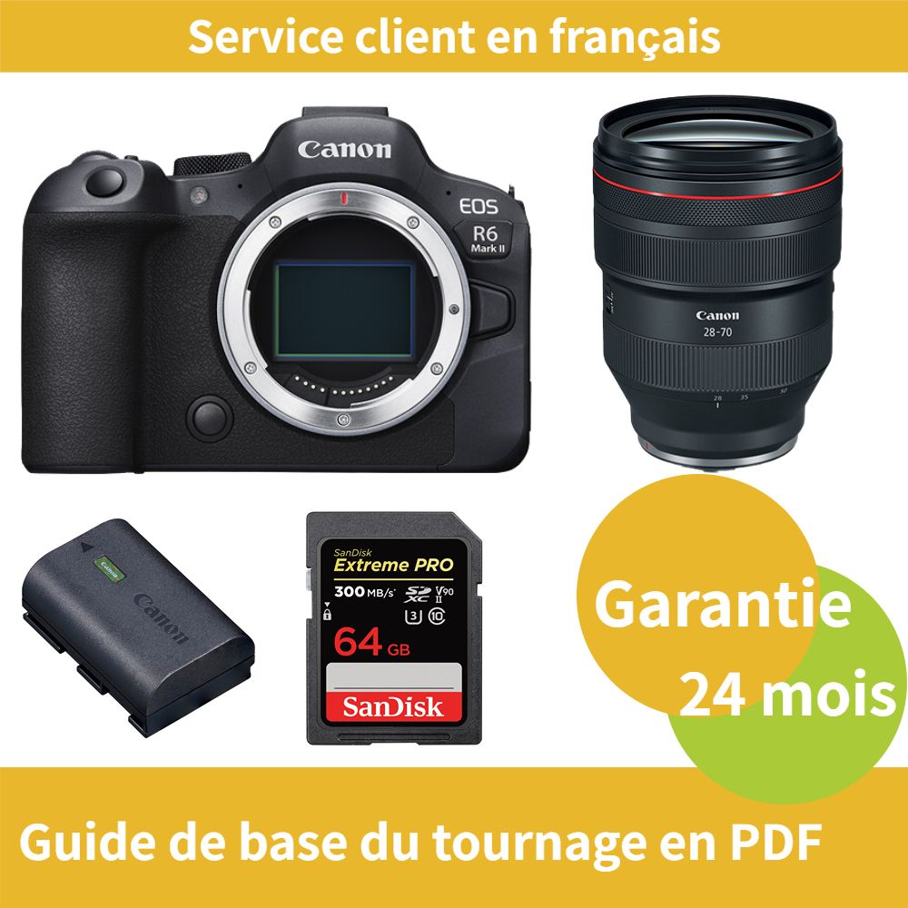Canon EOS R6 Mark II caméra+Canon Objectif RF 28 70mm f2 USM+Canon batterie LP E6NH Officielle+SanDisk Extreme PRO carte SDXC UHS II