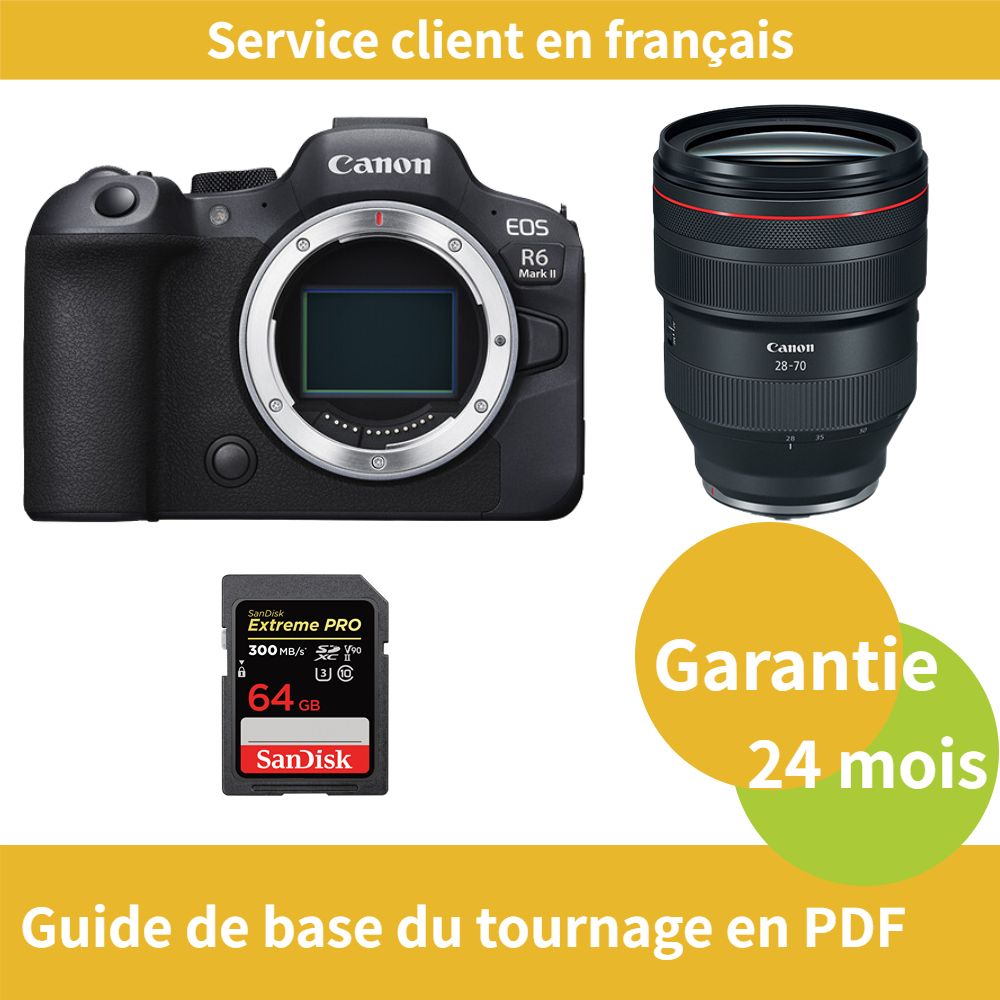 Canon EOS R6 Mark II caméra+Canon Objectif RF 28 70mm f2 USM+SanDisk Extreme PRO carte SDXC UHS II