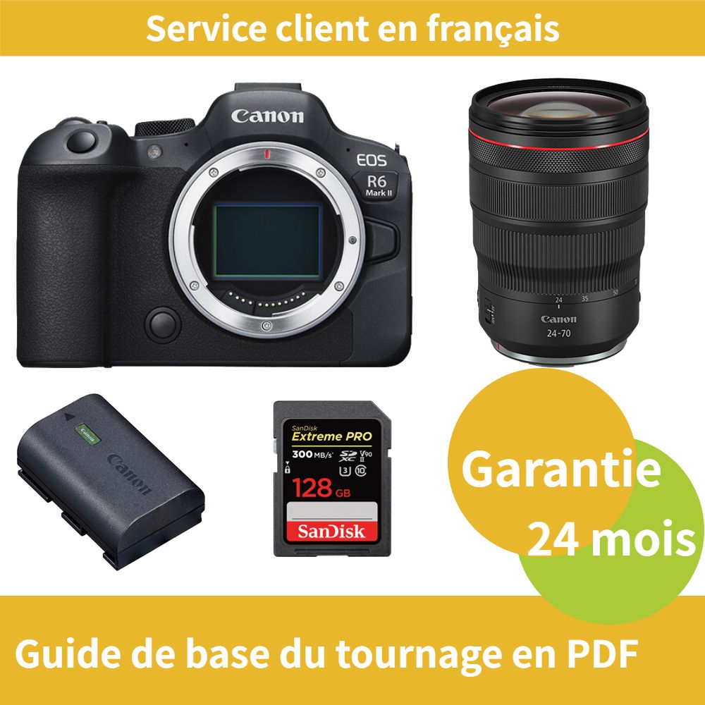 Canon EOS R6 Mark II caméra+Canon Objectif RF24 70MM F2.8 is USM+Canon batterie LP E6NH Officielle+SanDisk Extreme PRO carte SDXC UHS II - vue 3