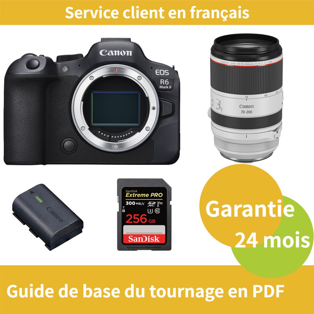 Canon EOS R6 Mark II caméra+Canon Objectif RF 70 200mm F2 8 IS USM+Canon batterie LP E6NH Officielle+SanDisk Extreme PRO carte SDXC UHS II - vue 2