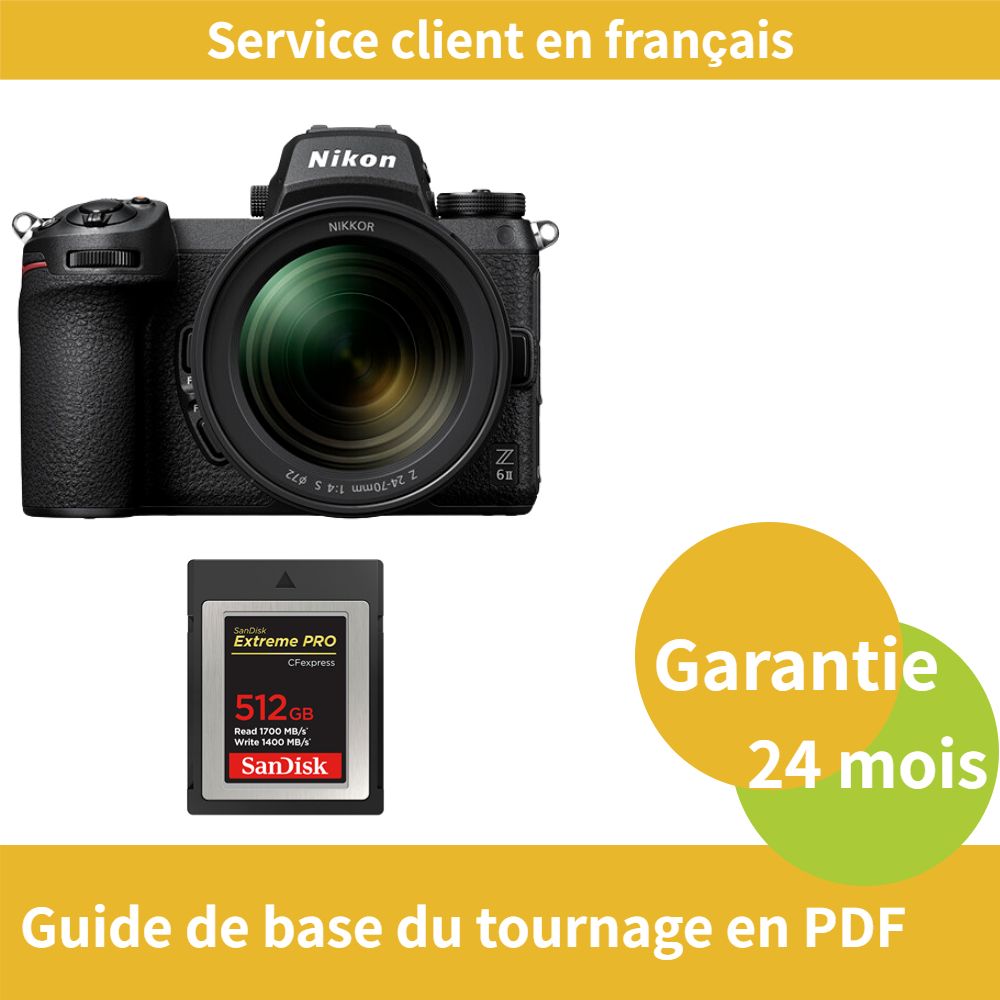 Nikon Z6 II Kit Z 24 70mm f4 camera+SanDisk Extreme SD card PRO CFexpress Type B - vue 3