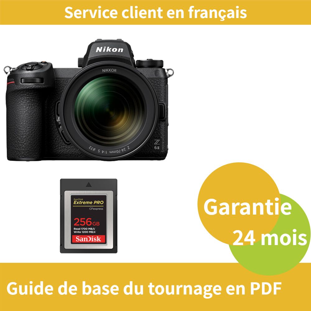 Nikon Z6 II Kit Z 24 70mm f4 camera+SanDisk Extreme SD card PRO CFexpress Type B - vue 2