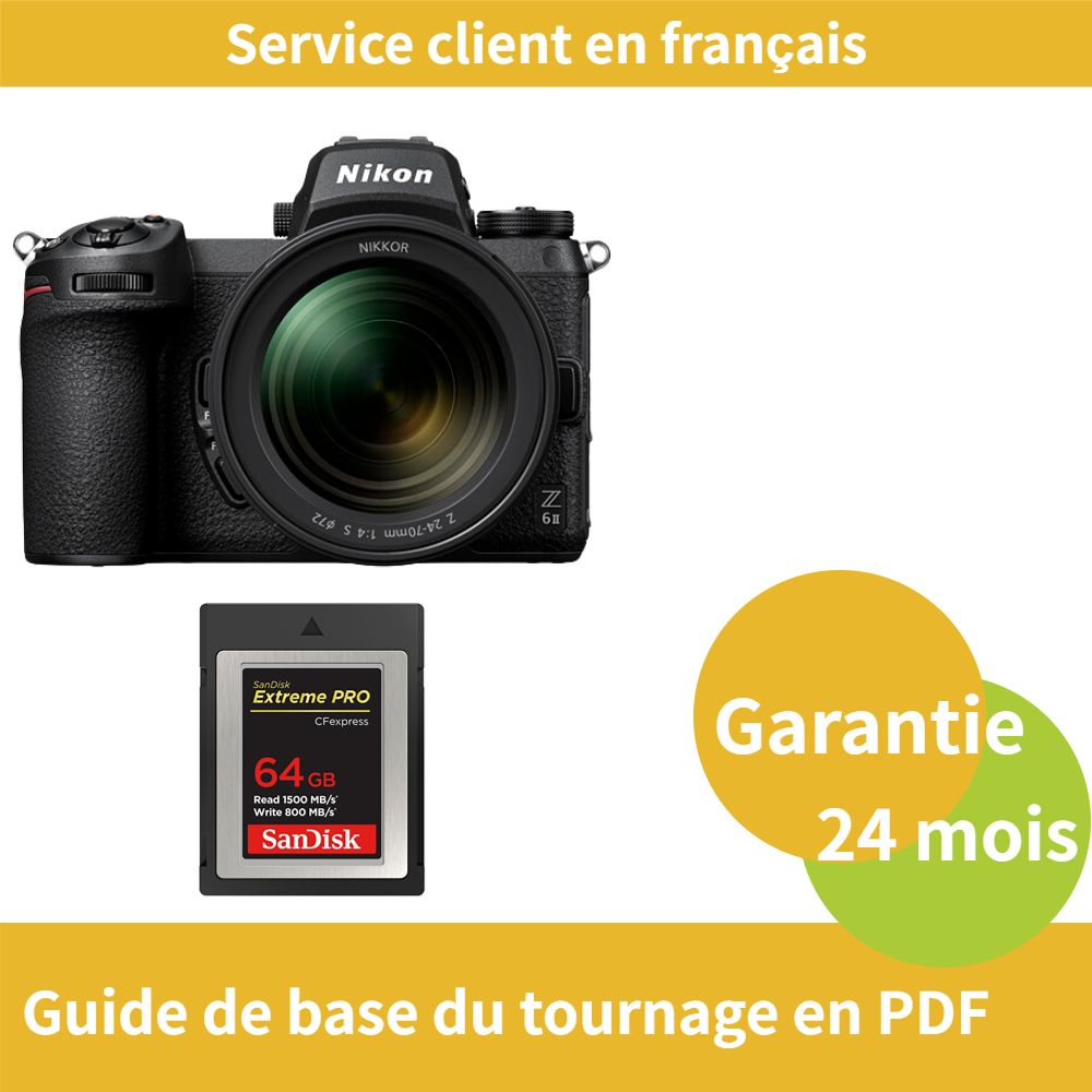Nikon Z6 II Kit Z 24 70mm f4 camera+SanDisk Extreme SD card PRO CFexpress Type B - vue 4