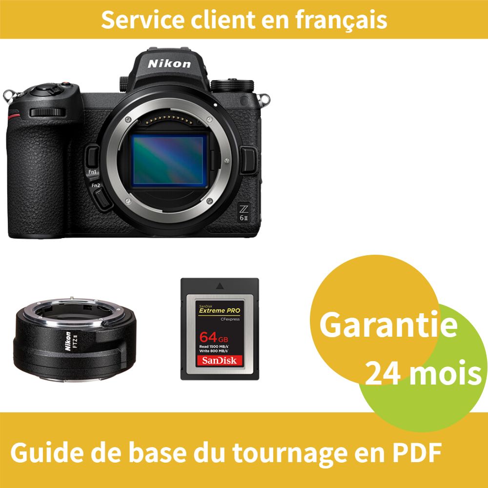 Nikon Z6 II caméra+Nikon Bague d'adaptation FTZ II+SanDisk Extreme SD card PRO CFexpress Type B