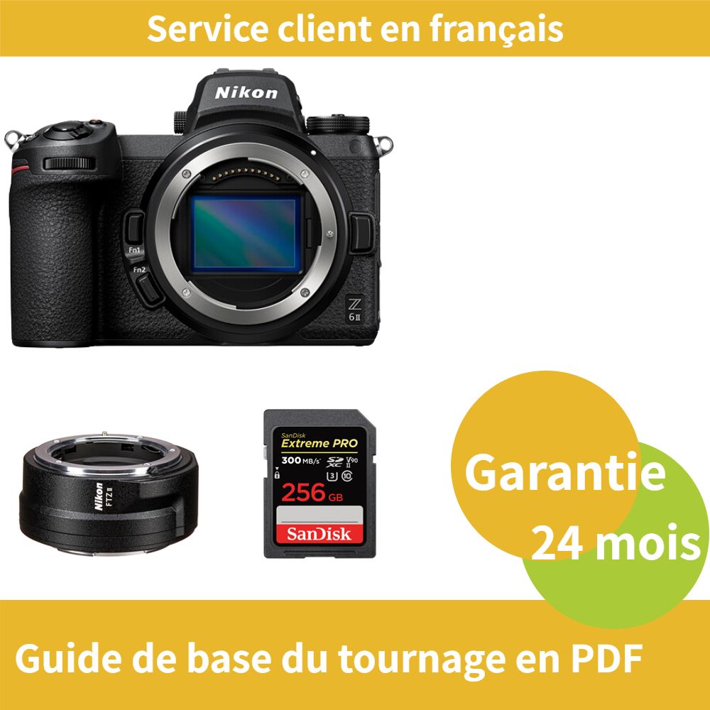 Nikon Z6 II caméra+Nikon Bague d'adaptation FTZ II+SanDisk Extreme PRO carte SDXC UHS II - vue 2