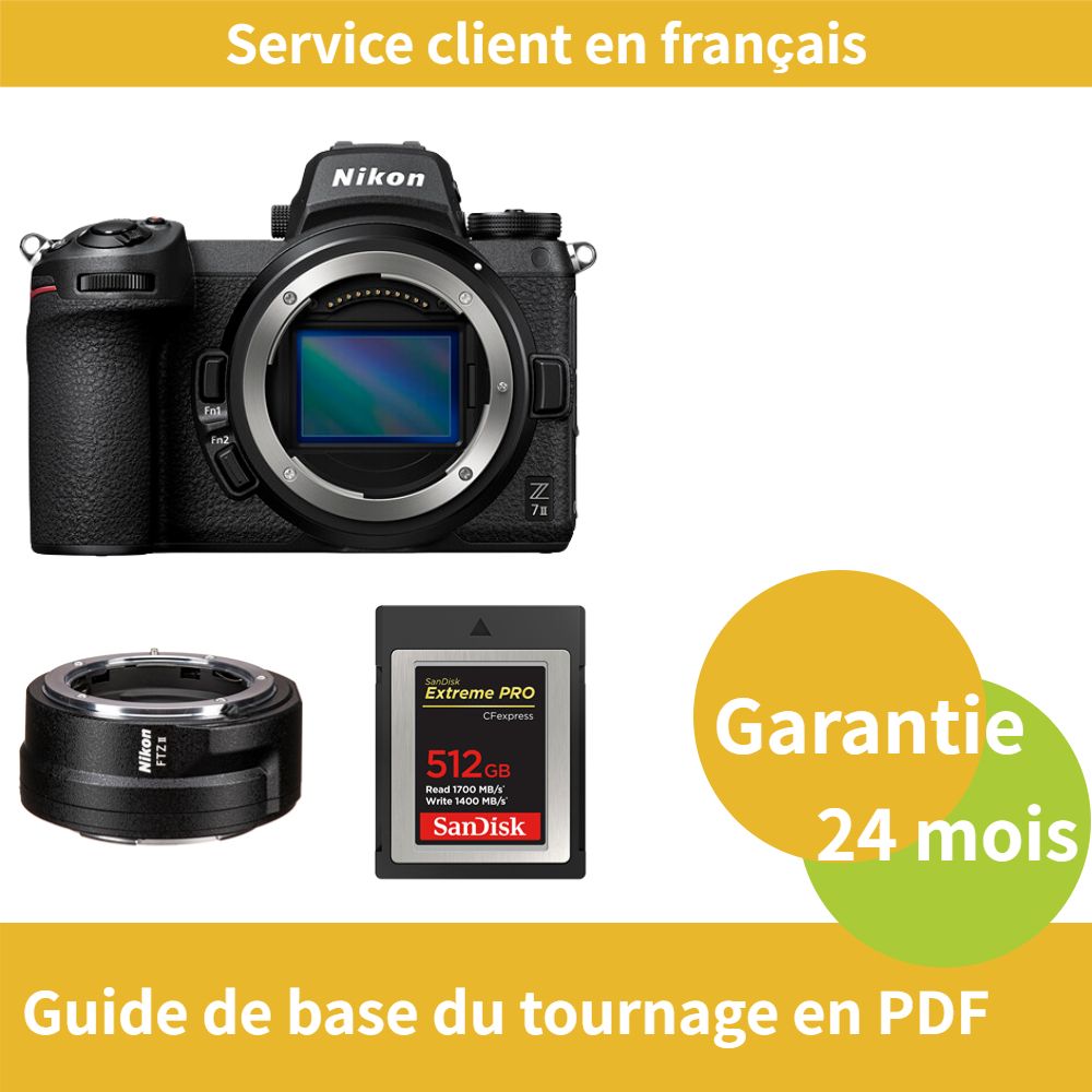 Nikon Z7 II Camera+Nikon Bague d'adaptation FTZ II+SanDisk Extreme SD card PRO CFexpress Type B