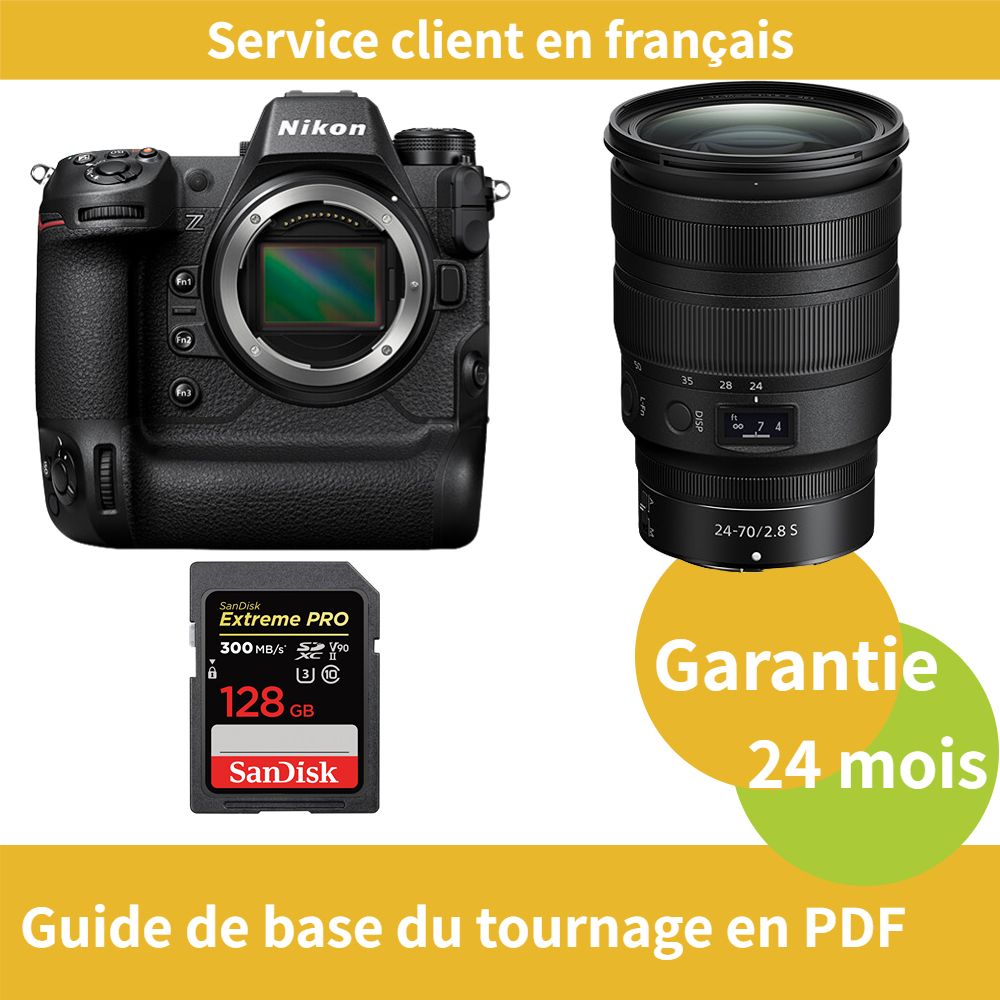Nikon Z9 Camera+Objectif Nikon Z 24 70mm f2.8 NIKKOR+SanDisk Extreme PRO carte SDXC UHS II