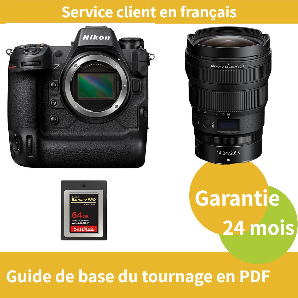 Nikon Z9 Camera+Objectif Nikon Z 14 24mm f2.8 NIKKOR+SanDisk Extreme SD card PRO CFexpress Type B
