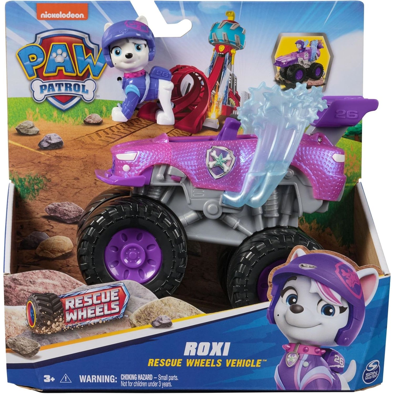 Paw Patrol: Rescue Wheels Camion Monstre Roxi avec Transformation et Figurine d'action à Collectionner Jouets pour garçons et Filles à partir de