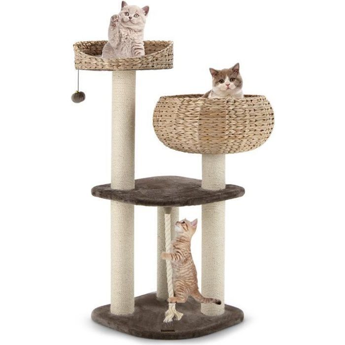 Meilleurs prix pour Costway Arbre À Chat, 45 X 45 X 104 Cm, Avec Pompon Suspendu, Corde Et Griffoirs Enveloppés De Sisal Naturel, Pour Chat/Chaton