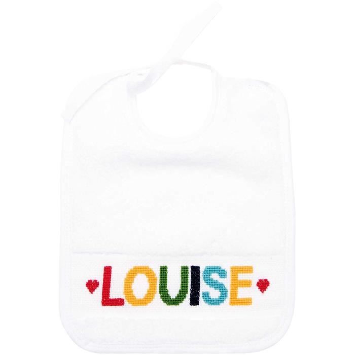  - Kit Bavoir À Broder - Rico Design - Alphabet - 23 X 28 Cm - Toile Aïda - Blanc