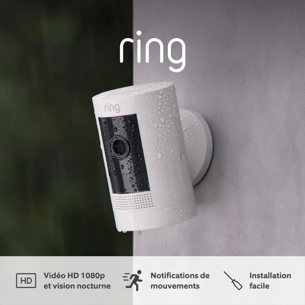 Caméra Extérieure Sans Fil (Stick Up Cam)| Caméra De Surveillance Wifi Hd Sur Batterie, Audio Bidirectionnel, Détection De Mouvements, Fonctionne Avec Alexa | Essai Protect Gratuit 30 J.