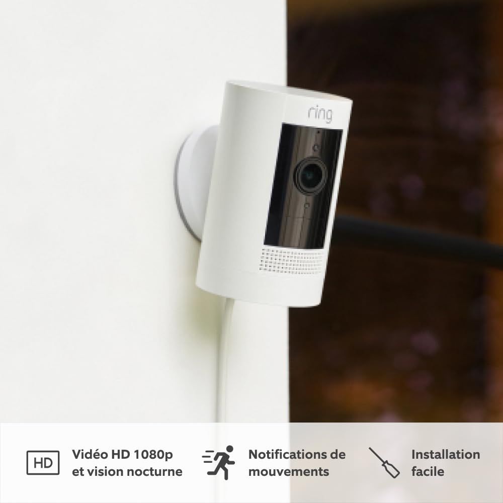 Caméra Extérieure Avec Adaptateur Secteur (Stick Up Cam)| Caméra De Surveillance Extérieure Wifi Hd, Audio Bidirectionnel, Fonctionne Avec Alexa | Essai Protect Gratuit 30 J. | 4 Caméras