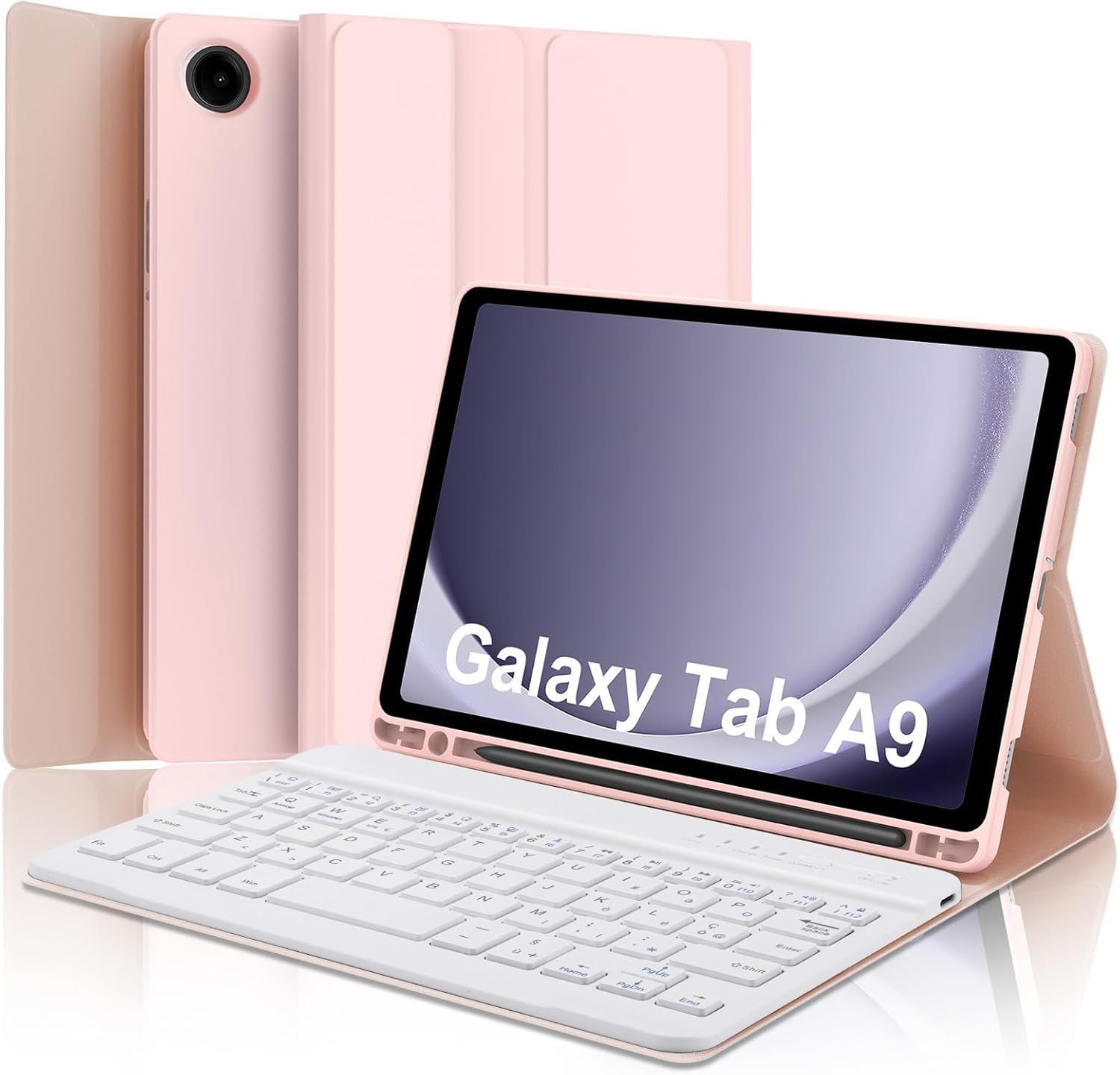 Clavier Samsung Galaxy Tab A9 8.7"" 2023, Samsung Tab A9 Lte Clavier, Coque Clavier Italien Bluetooth Amovible Pour Samsung Galaxy Tab A9 2023 8,7 Pouces 2023, Rose