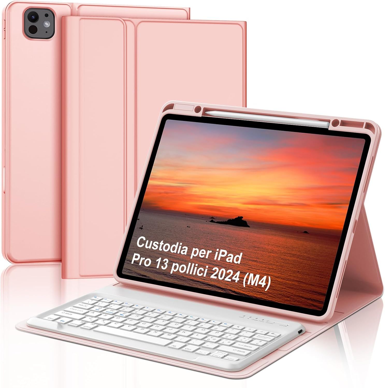 Étui Clavier Pour Ipad Pro 13 2022, Clavier Léger, Or Rose