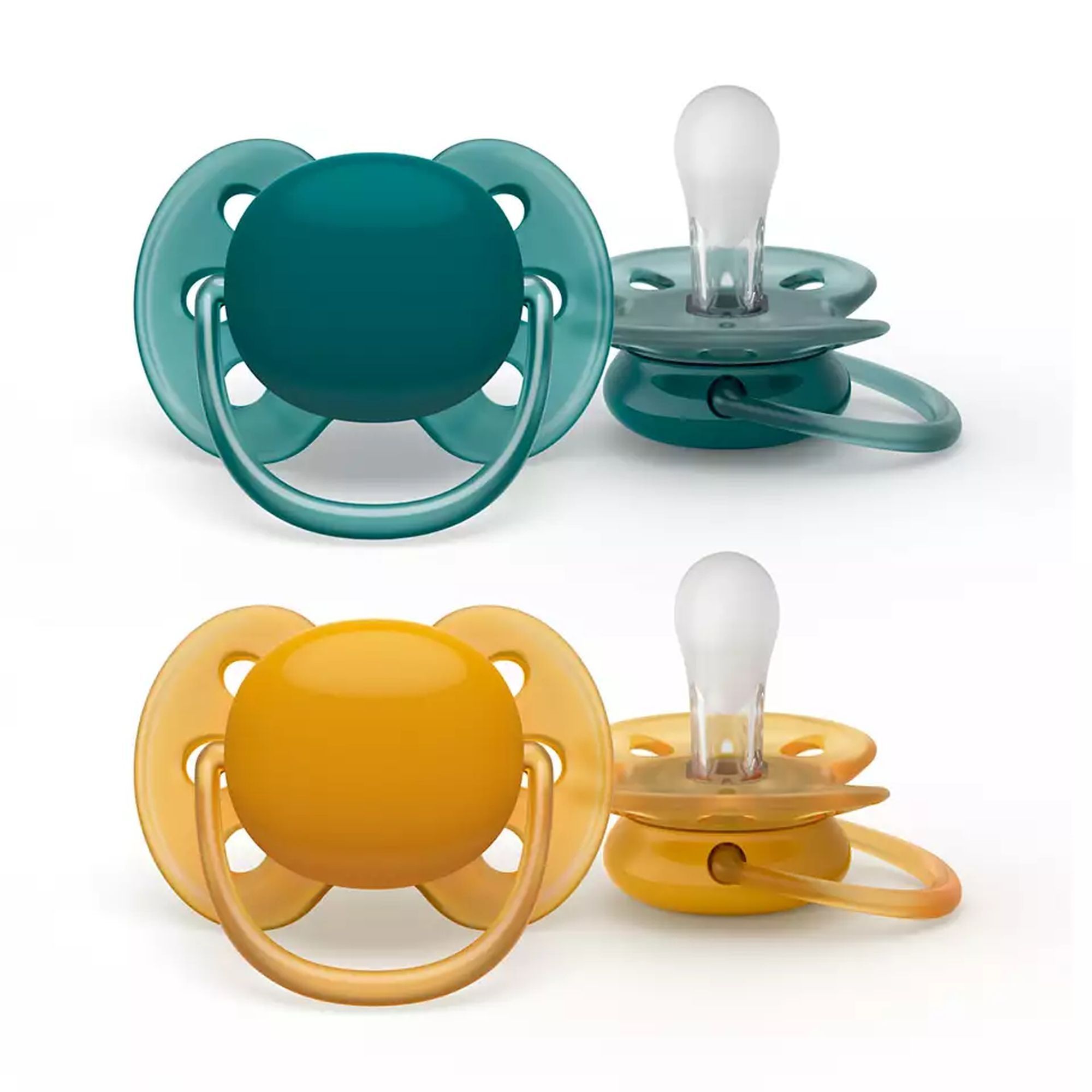 Philips Avent Lot de 2 sucettes ultra douces sans BPA pour les bébés âgés de 6 à Jaune modèle SCF09104