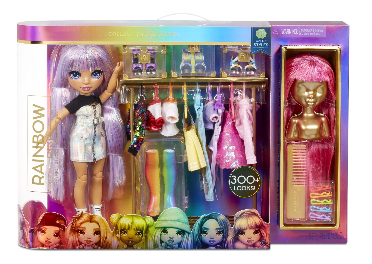 Rainbow High Studio de Mode Poupée exclusive avec vêtements accessoires et 2 perruques scintillantes Créez plus de 300 looks!