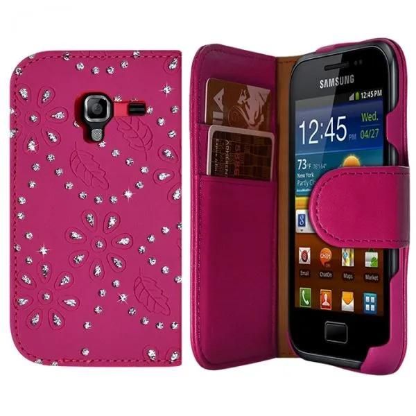 Housse Coque Etui Portefeuille Pour Samsung Galaxy Ace 2 Style Diamant Couleur Rose Fushia